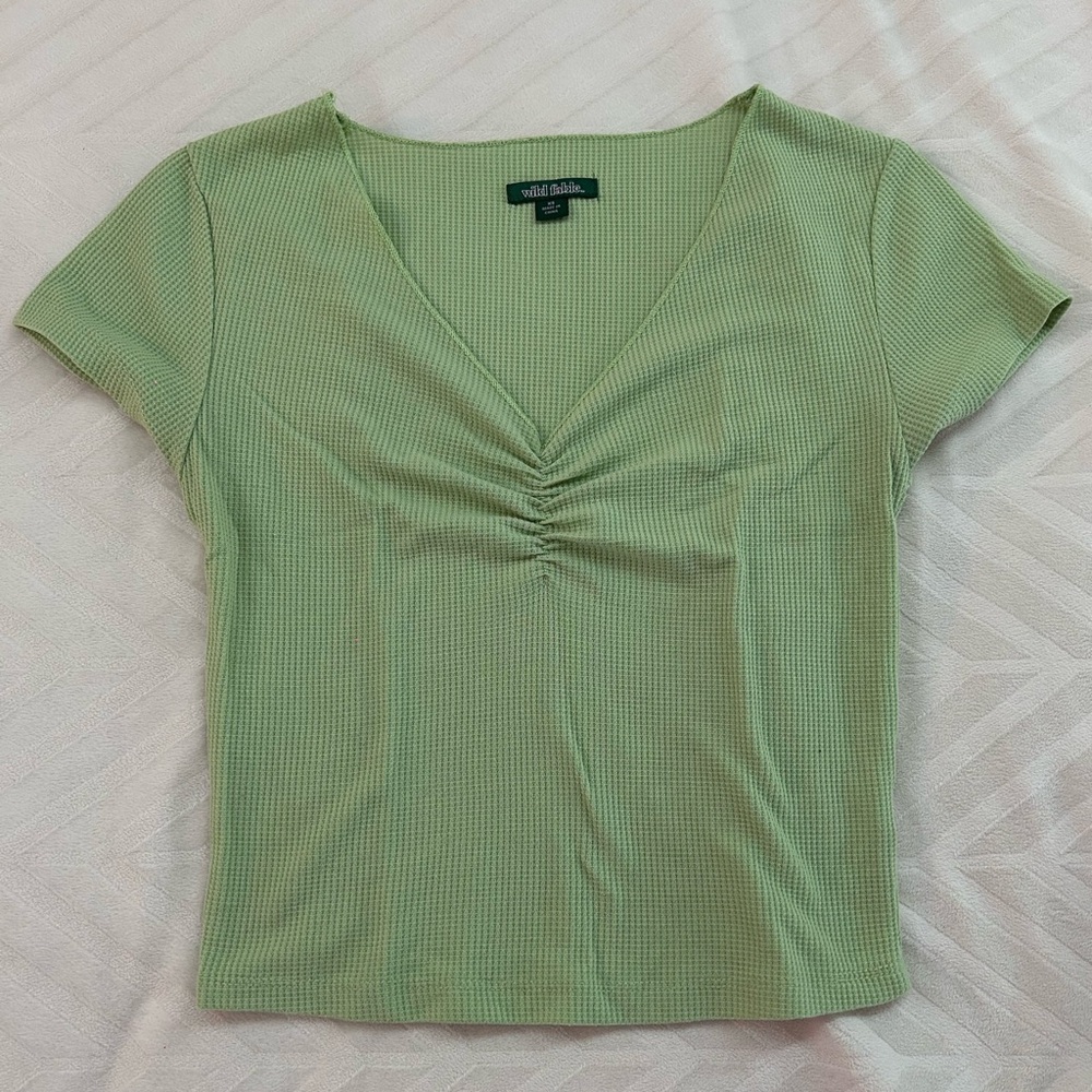 Green Ruched Fitted T-Shirt